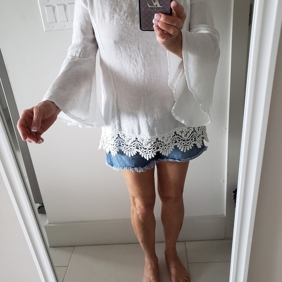 🇮🇪Linen Lungo L'arno  white linen Blouse bell sleeves Size small 🇮🇪 - Picture 6 of 11